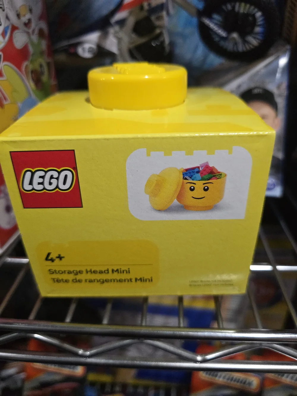 Lego Yellow Minifigure Head Storage with Red Lips
